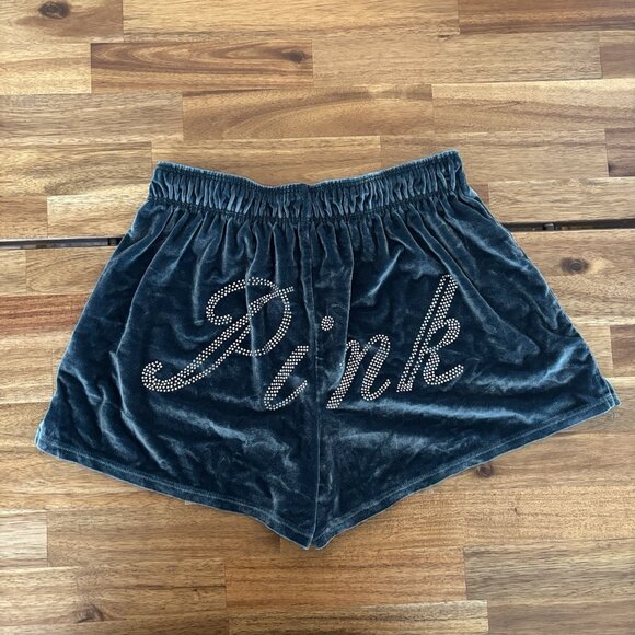 Victoria’s Secret PINK Rhinestone Green Velvet Velour Booty Boxer Shorts Size XS - Picture 12 of 12
